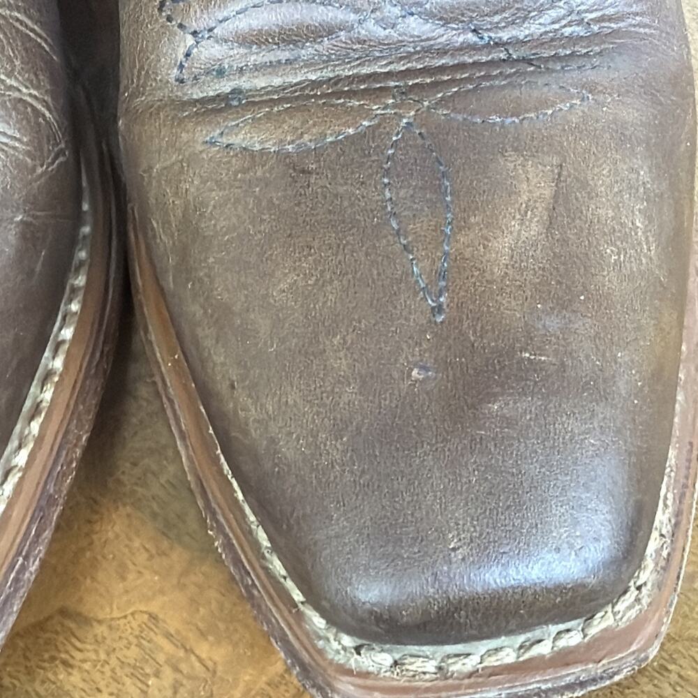 Justin Women's 8.5 Brown Leather Square Toe Western Cowgirl Boots Made in USA - Picture 5 of 10